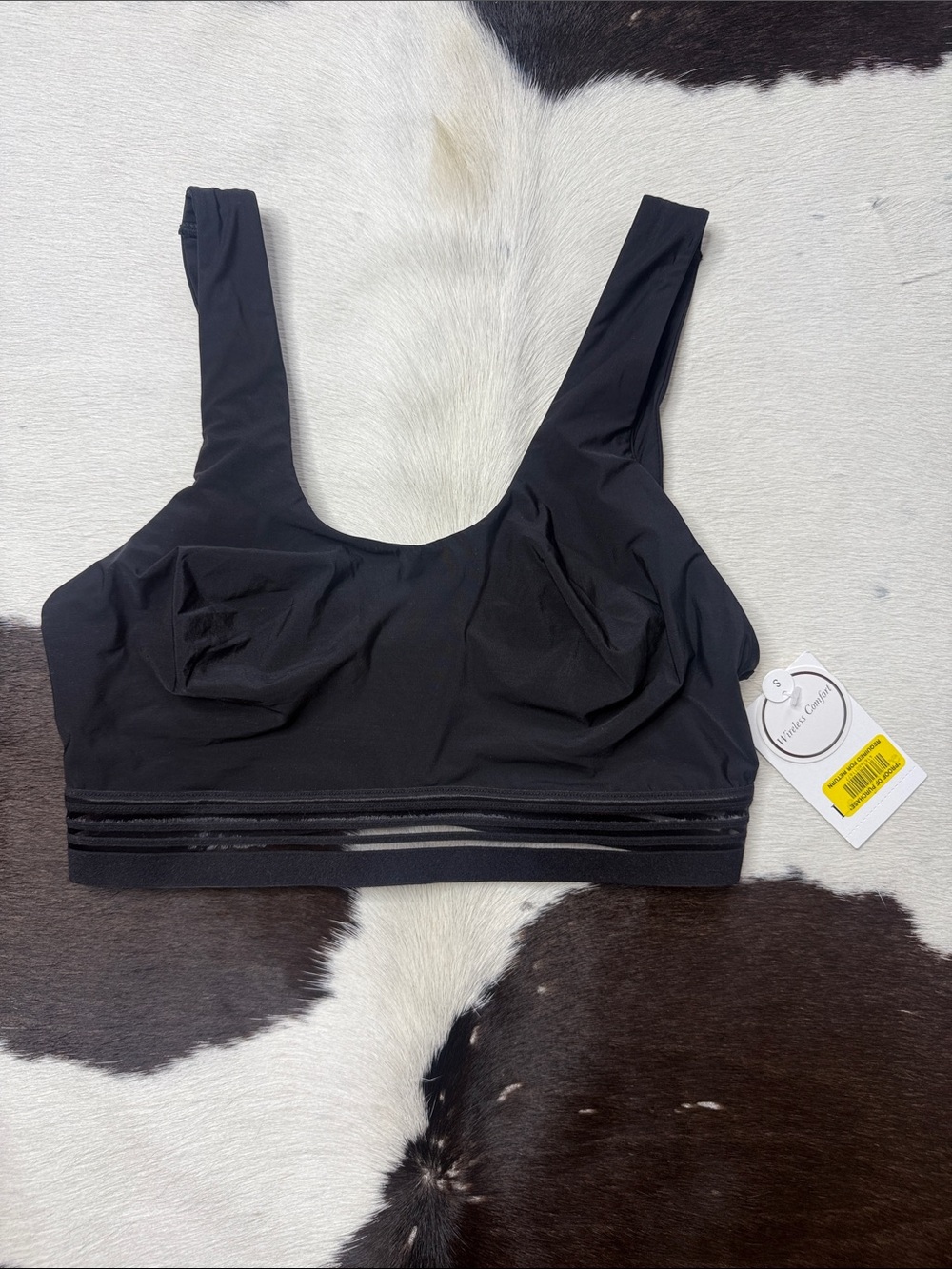 Le Mystere Black Wireless Bralette with Sheer Stripe Band